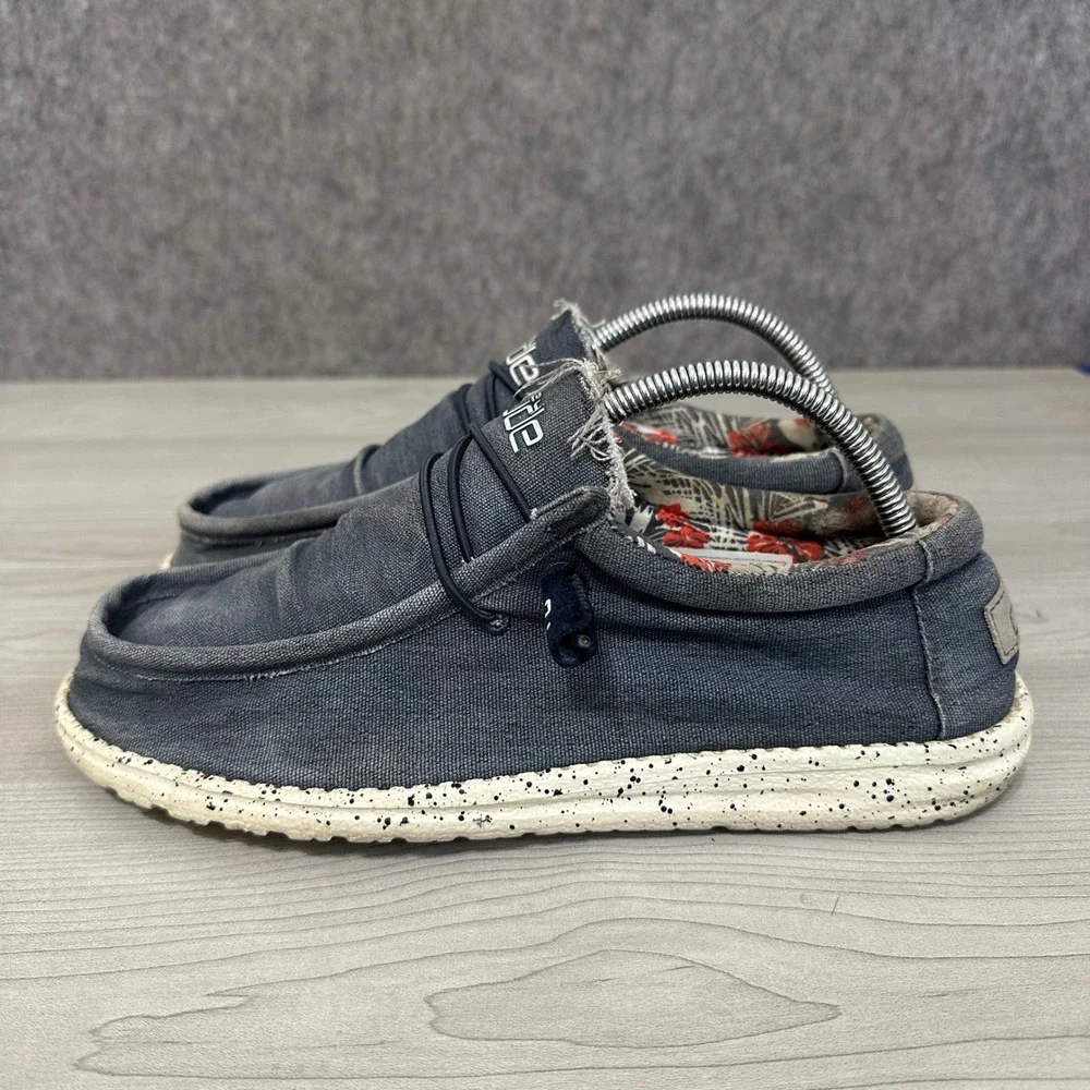 Hey Dude Wally Stretch Mens Size 8 Blue Loafers Moccasins Speckled Sole Casual